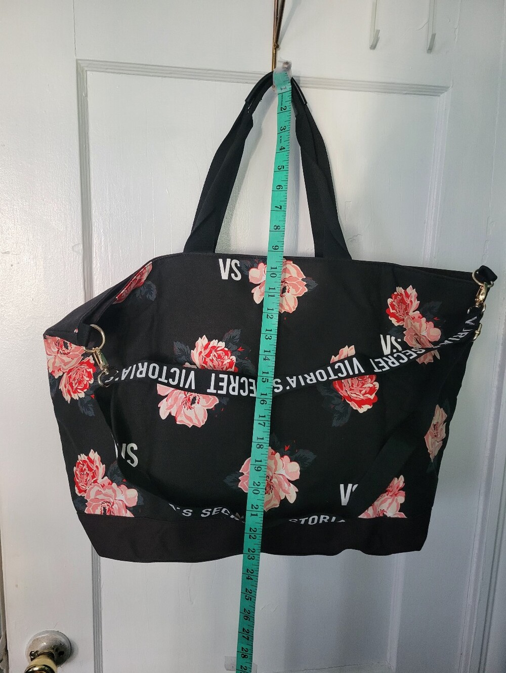 Victoria's Secret Black Tote with Pink Floral Print - Picture 8 of 10